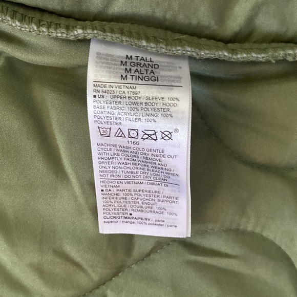 Hooded Sherpa Quilted Hybrid Coat Old Navy green ivory medium Tall MT - Picture 8 of 10